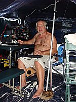 Tomi is operating. Note the hight tech tent support.
Tomi is operating. Note the hight tech tent support.